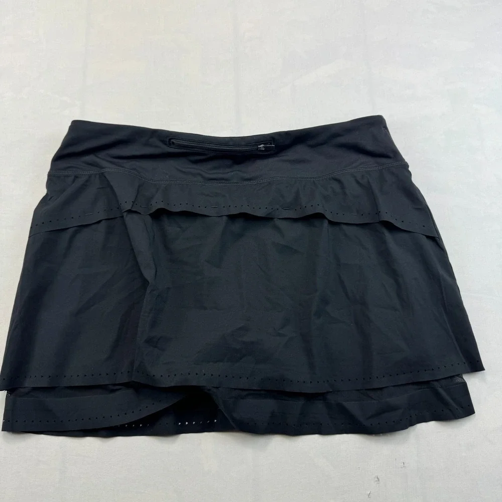 Athleta Athletic Skort Womens Large Black Lined Zip Pocket Casual Activewear
